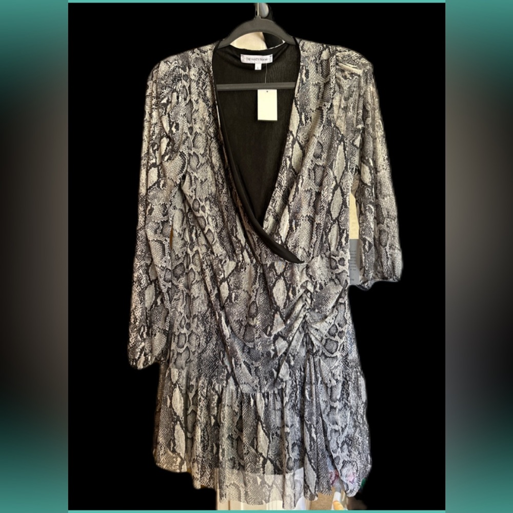 large long sleeve ruched dress snake print